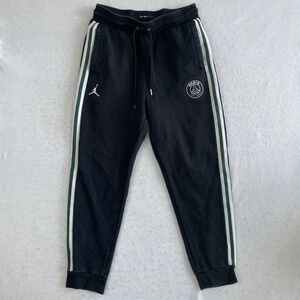 Jordan PSG Joggers Medium Black Stripe Paris Saint-Germain Sweatpants Fleece